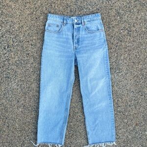 Zara High Rise Straight Leg Cutoff Crop Denim Jeans Women’s Size 8 Eur 40 Light